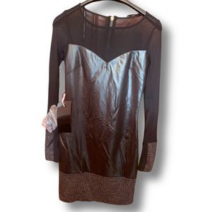 Bebe studded band leatherette knit dress